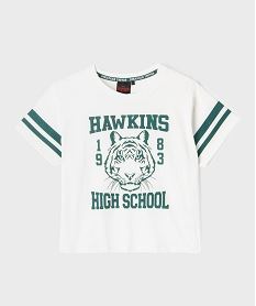 tee-shirt manches courtes loose et court imprime fille - stranger things beigeI958401_2