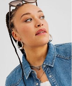 chemise en jean manches longues et bouton-pression femme bleu standardI958601_2