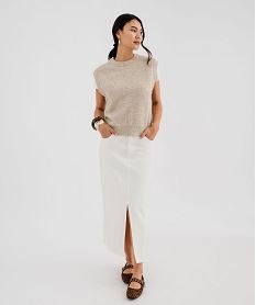 pull sans manches chine avec de la laine femme beige standardI959201_4