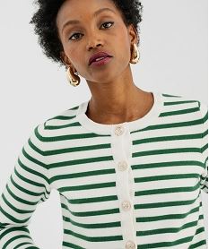gilet raye en maille viscose douce et epaisse femme imprimeI960101_2