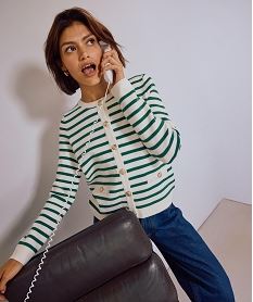 gilet raye en maille viscose douce et epaisse femme imprimeI960101_4