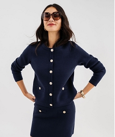 GEMO Gilet en maille viscose douce et épaisse femme[MISSING] Bleu