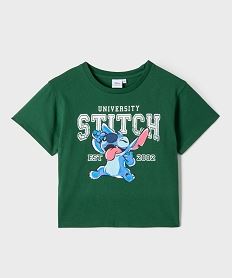 GEMO Tee-shirt court avec inscription vintage et motif Stitch fille - Disney vert standard