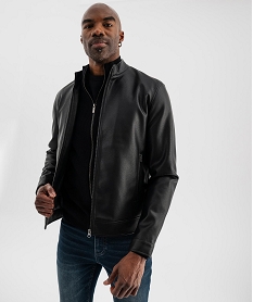 GEMO Blouson en cuir imitation fermeture zippée homme noir standard