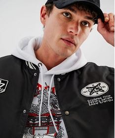blouson teddy matelasse bimatiere a boutons-pression homme noir standardI962501_2
