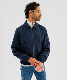 GEMO Blouson en matière déperlante et col chemise homme Bleu
