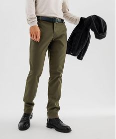 pantalon chino en coton stretch avec ceinture tressee homme kaki standardI963101_2