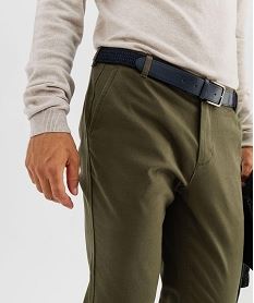 pantalon chino en coton stretch avec ceinture tressee homme kaki standardI963101_3
