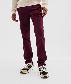 GEMO Pantalon chino en coton stretch avec ceinture tressée homme Rouge