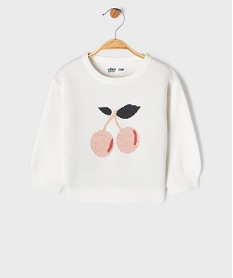 GEMO Pull en maille épaisse avec message bébé fille Beige