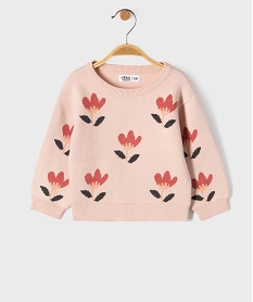 GEMO Pull en maille épaisse à motifs fleuris bébé fille rose standard