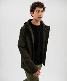 blouson impermeable a capuche homme kaki fonce blousonsI965201_2