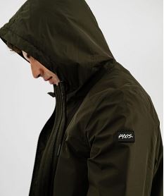 blouson impermeable a capuche homme kaki fonce blousonsI965201_3