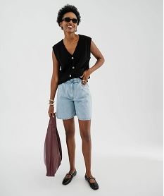 gilet sans manches en laine a poches et gros boutons femme noir standardI965801_4