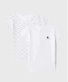 GEMO Tee-shirt lingerie à manches courtes fille (lot de 2) - LuluCastagnette Blanc