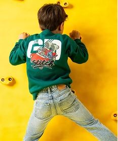 GEMO Sweat en molleton imprimé devant et dos garçon - Stitch vert standard