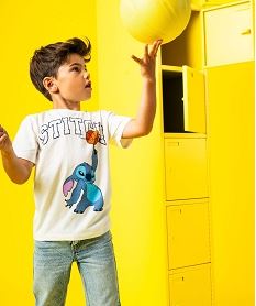 GEMO Tee-shirt manches courtes imprimé garçon - Stitch Blanc