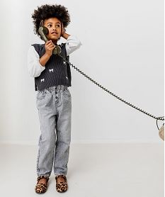 pull 2 en 1 avec manches chemise fille grisI974501_4