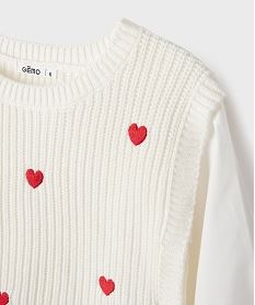 pull 2 en 1 avec manches chemise fille beigeI974701_4