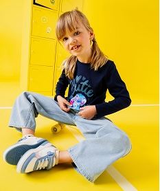 GEMO Tee-shirt manches longues imprimé fille - Stitch Bleu