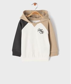 GEMO Sweat à capuche tricolore inscription skate bébé garçon beige standard