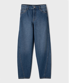 GEMO Jean mum taille haute fille Bleu