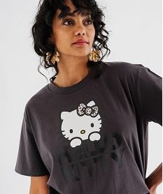 tee-shirt a manches courtes avec motif chat femme - hello kitty gris standardI977701_2