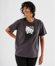 tee-shirt a manches courtes avec motif chat femme - hello kitty gris standardI977701_4