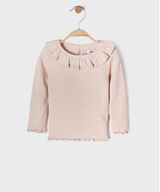 GEMO Tee-shirt manches longues avec col à volant bébé fille rose standard