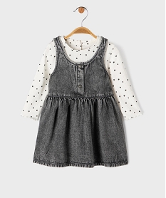 GEMO Ensemble 2 pièces bébé fille tee-shirt et robe en jean gris standard