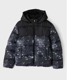 GEMO Blouson matelassé à capuche bicolore garçon noir standard