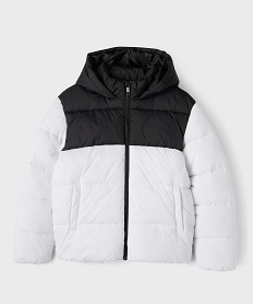 GEMO Doudoune à capuche bicolore garçon blanc standard