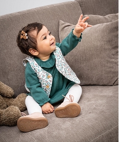 GEMO Ensemble 2 pièces bébé fille robe en maille et collants vert standard