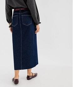 jupe en jean longue a fente en denim stretch femme bleuI985501_3