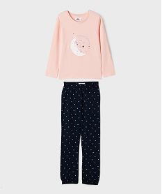 GEMO Pyjama bicolore avec motif lune et étoiles fille rose standard