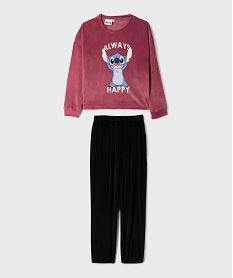 GEMO Pyjama 2 pièces en velours chaud imprimé fille - Stitch rose standard