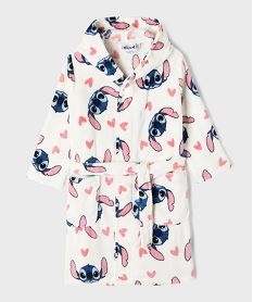 GEMO Robe de chambre à capuche en maille douillette Stitch fille - Disney Beige