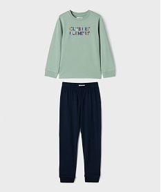 GEMO Pyjama bicolore avec inscription multicolore garçon vert standard
