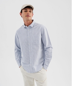GEMO Chemise manches longues en chambray 100% coton homme Bleu