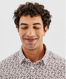 chemise en coton a motifs fleuris homme blanc chemise manches longuesI995201_2