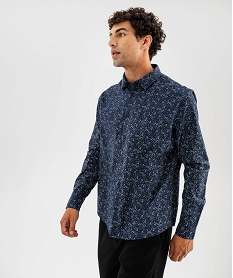 GEMO Chemise à micro-motif feuillage homme Bleu