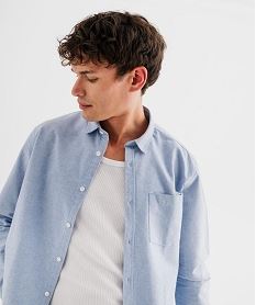 chemise manches longues en chambray 100 coton homme bleu chemise manches longuesI995601_2