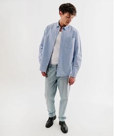 chemise manches longues en chambray 100 coton homme bleu chemise manches longuesI995601_4