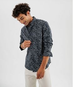chemise a motif feuillage homme noir chemise manches longuesI996001_2