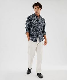 chemise a motif feuillage homme noir chemise manches longuesI996001_4