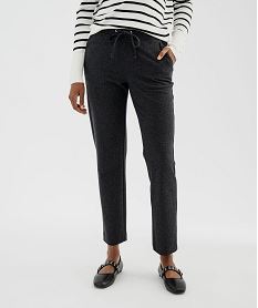 pantalon droit en maille extensible a chevrons femme pied de puce pantalonsI997701_4