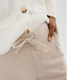 pantalon droit en maille extensible a chevrons femme beige pantalonsI997901_2