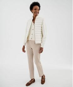 pantalon droit en maille extensible a chevrons femme beige pantalonsI997901_4