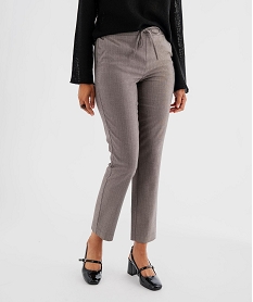 GEMO Pantalon droit en maille stretch à chevrons femme Gris