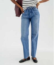 GEMO Jean Full Lenght Straight taille haute femme Bleu